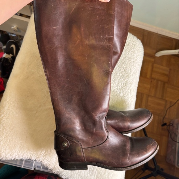 Frye Women’s Melissa Button Brown Leather Riding Boots 9 main image 7